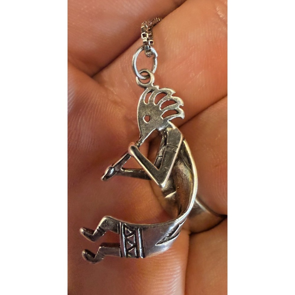 Sterling‎ Silver 925 Kokopelli Pendant Necklace w/ Box Chain 8g Southwest